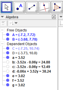 GeoGebra algebra window