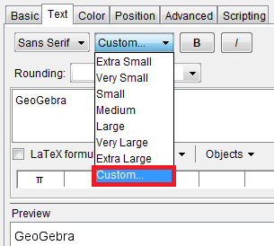 GeoGebra 4.2 Custom Size