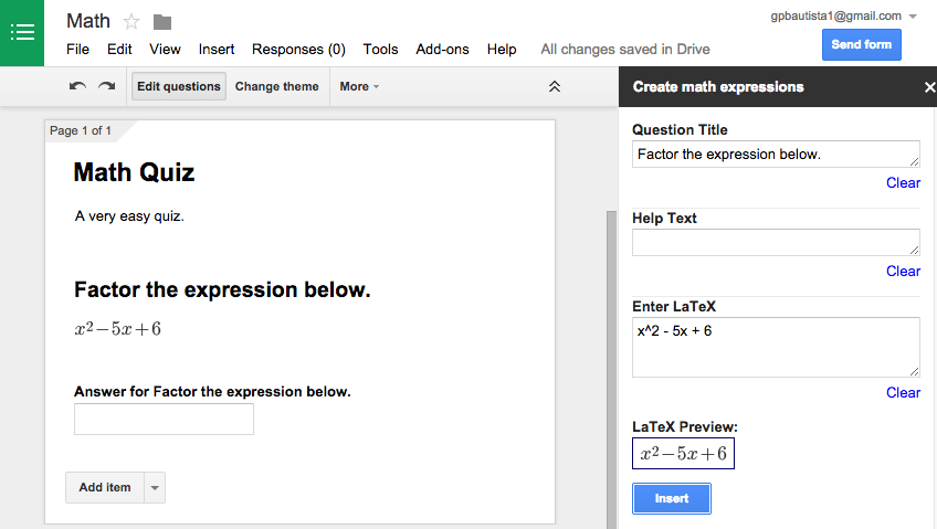 google form math expression